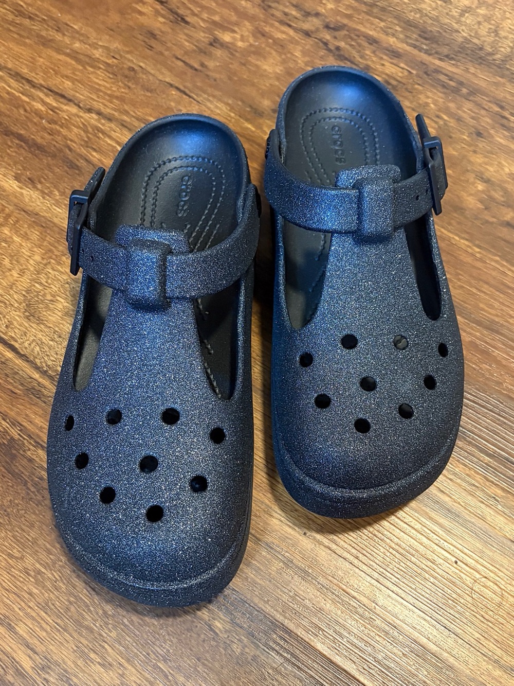 ♥️💖 Crocs Classic Mary Jane Glitter Clog Black Glitter Mules M7 W9 Slides